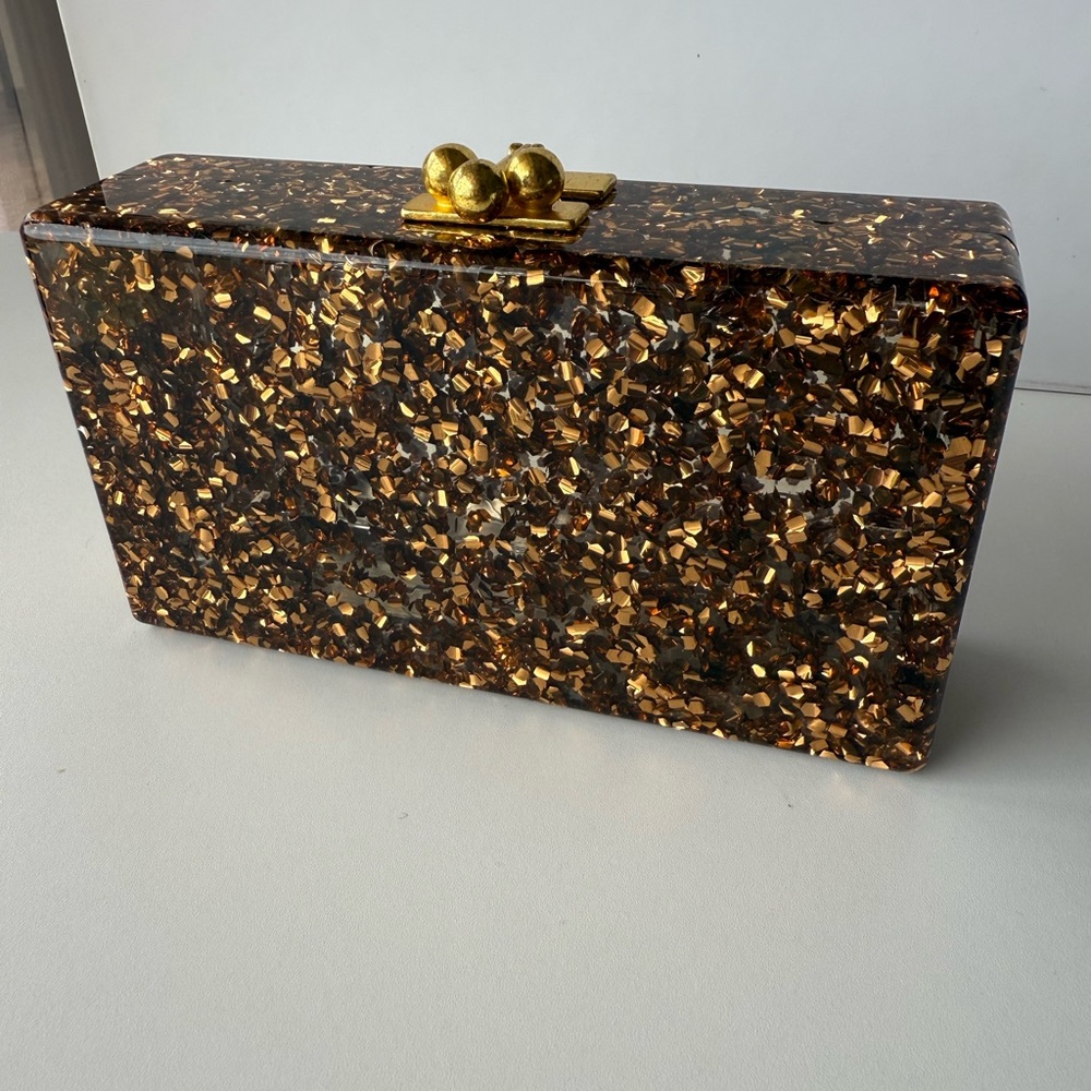 Edie Parker Gold Acrylic Box Clutch
